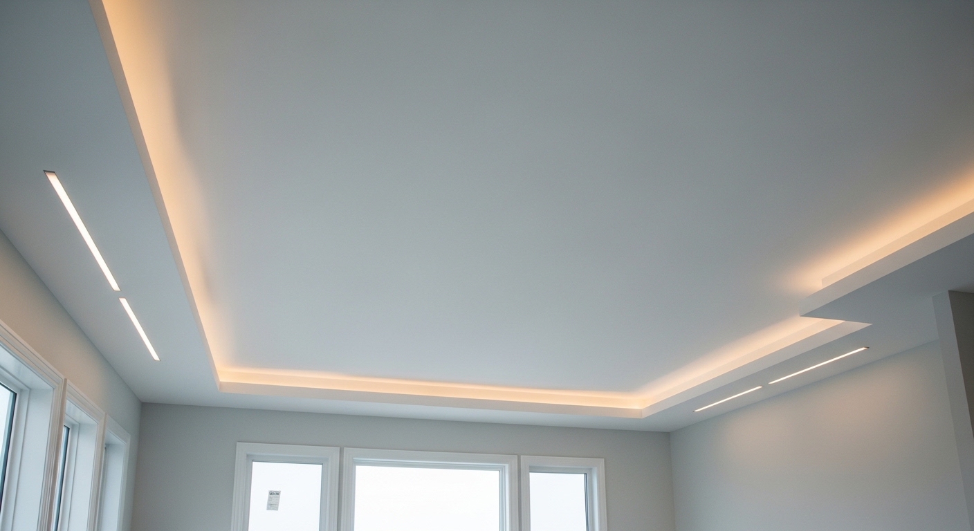 Finished ceiling with LED cove lighting