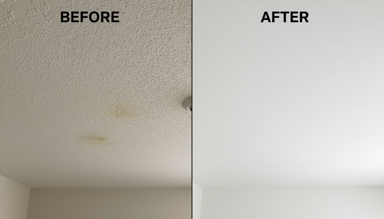 Before and after popcorn ceiling removal